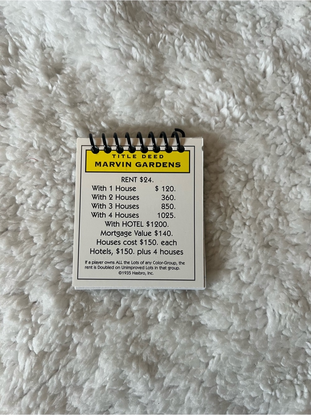 Monopoly Marvin Gardens Property Card Mini Notepad